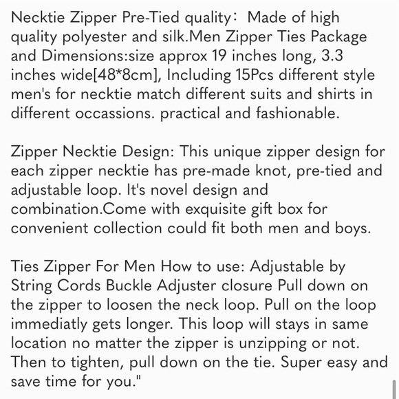 Men\'s 15pcs Assorted Zipper Ties Silky Zip Up Ties Adjustable Pretied Ties Set